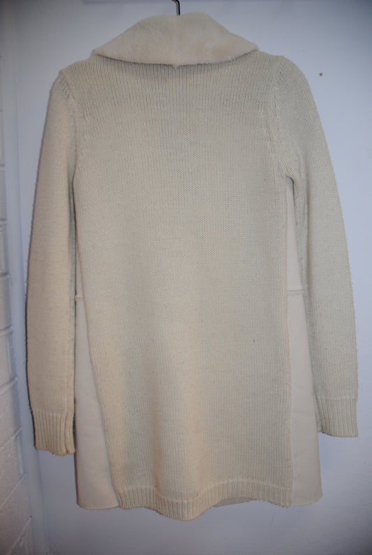 white creme Lovestictch sweater jacket, S