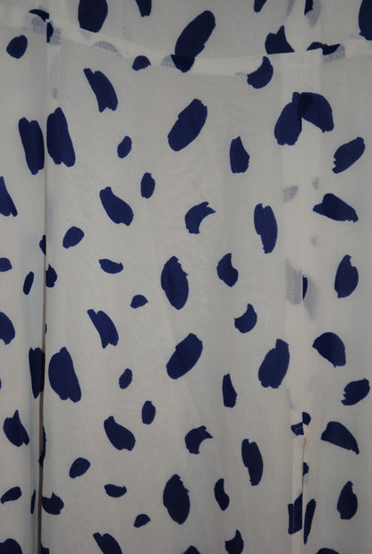Reformation Ivory Navy Polka Dot Midi Dress XS
