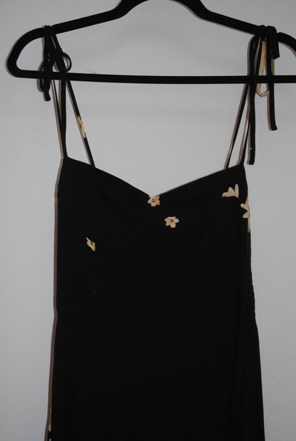 Reformation Black Floral Slip Midi Dress XS