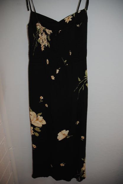 Reformation Black Floral Slip Midi Dress XS