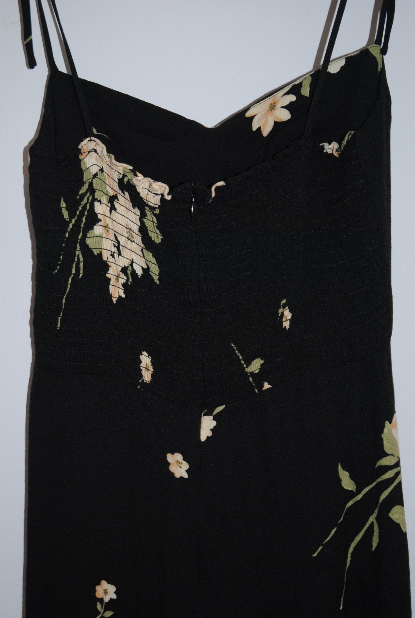 Reformation Black Floral Slip Midi Dress XS
