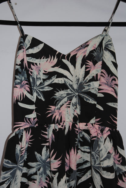Like Mynded Blue Multi Tropical Strappy Dress XS