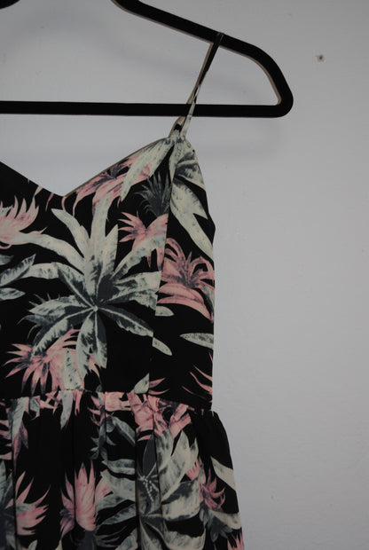 Like Mynded Blue Multi Tropical Strappy Dress XS