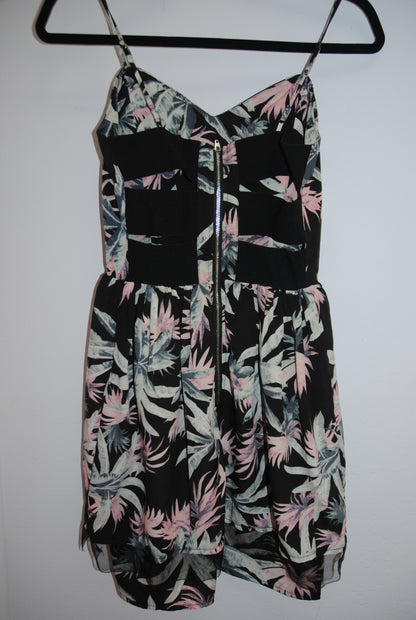Like Mynded Blue Multi Tropical Strappy Dress XS