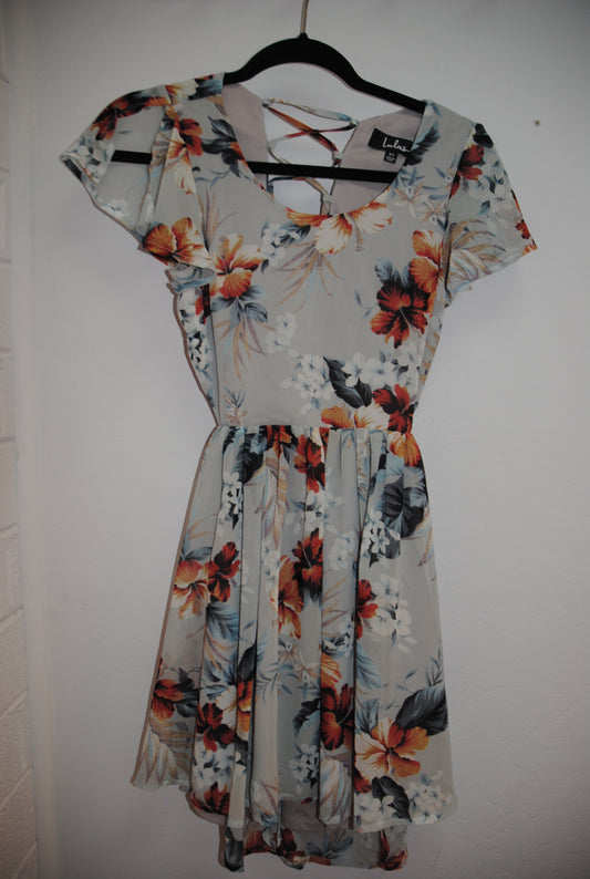 blue multi Lulus floral dress, XS