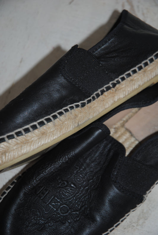 black  Kenzo  slip ons, 5.5