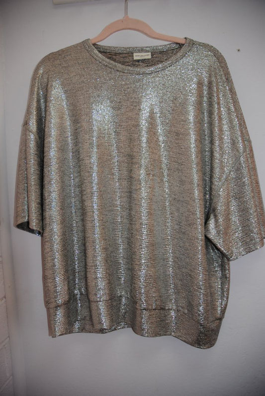 silver Dries Van Noten metallic knit top, M