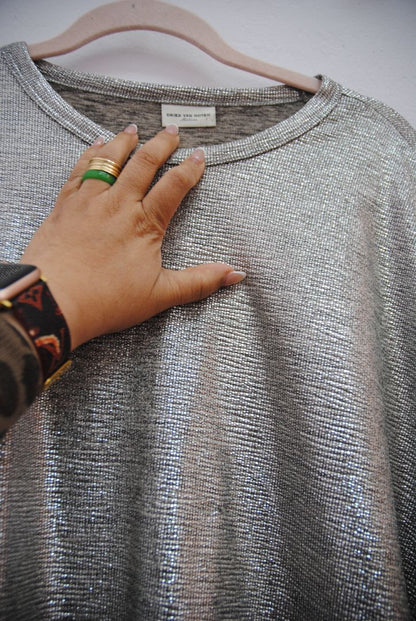 Dries Van Noten Silver Metallic Knit Top