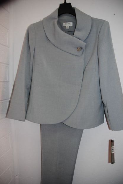 Tahari Dove Grey Asymmetric Blazer Skirt Set 6