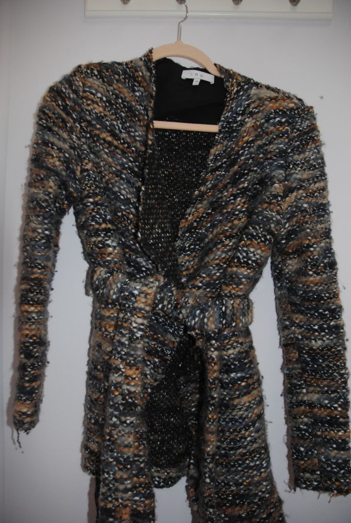 IRO Paris Neutral Marled Boucle Wrap Jacket