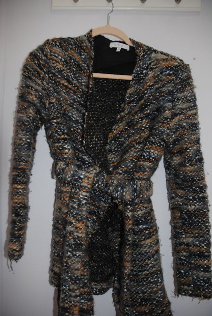 IRO Paris Neutral Marled Boucle Wrap Jacket