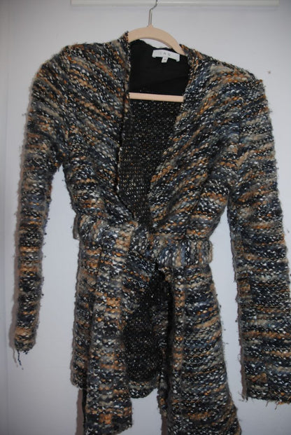 IRO Paris Neutral Marled Boucle Wrap Jacket