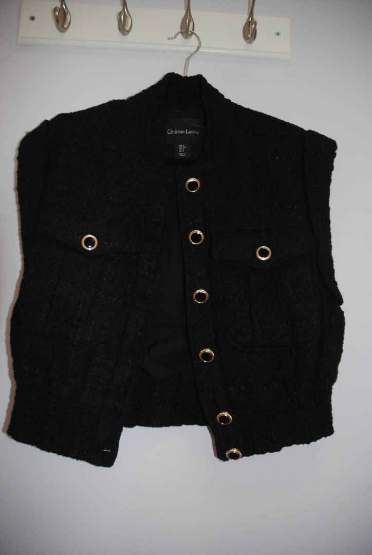 Christian Lacroix Black Boucle Tweed Vest S