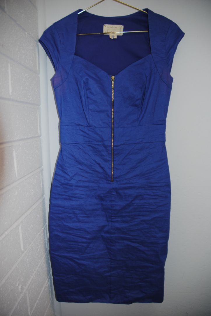 Artelier Cobalt Blue Exposed Zip Cocktail Dress
