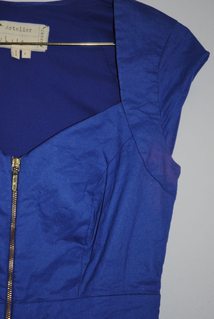 Artelier Cobalt Blue Exposed Zip Cocktail Dress