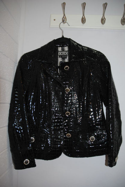 Berek Black Croc Embossed Leather Jacket PP