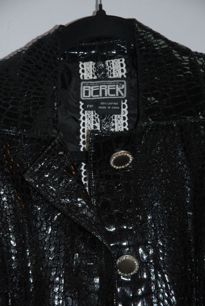 Berek Black Croc Embossed Leather Jacket PP