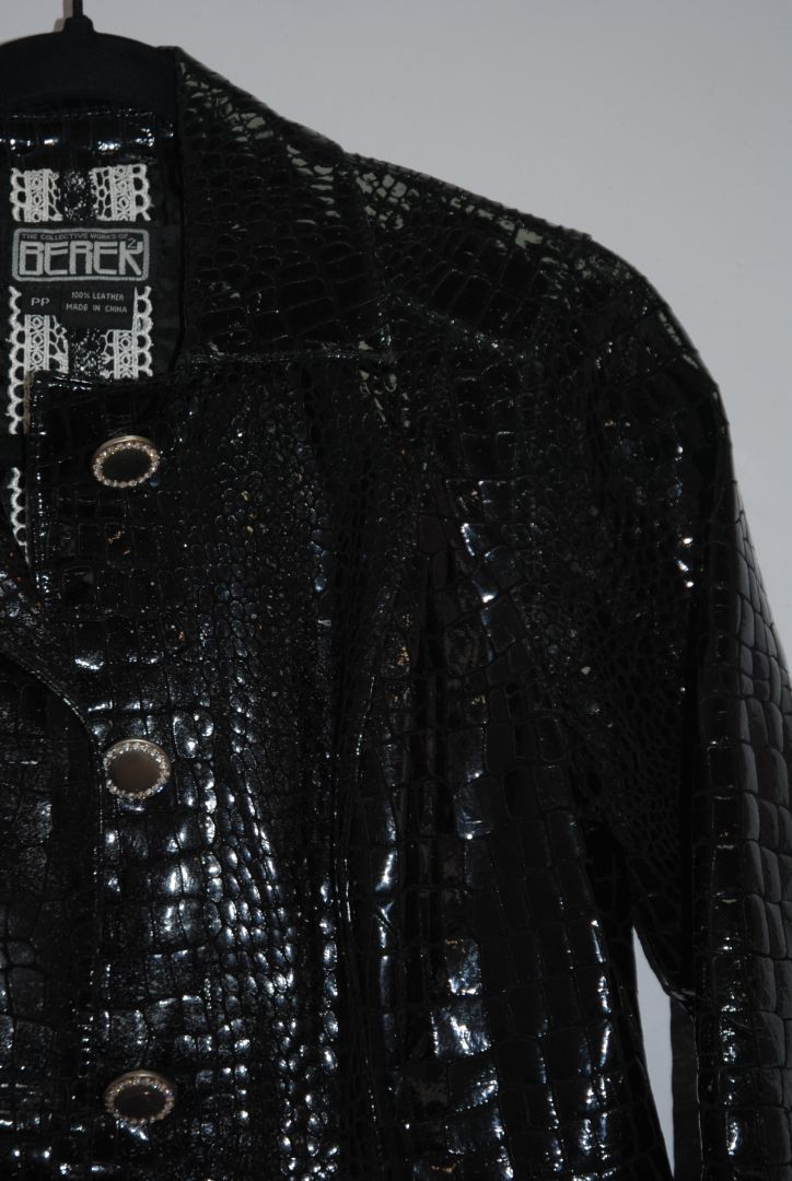 Berek Black Croc Embossed Leather Jacket PP