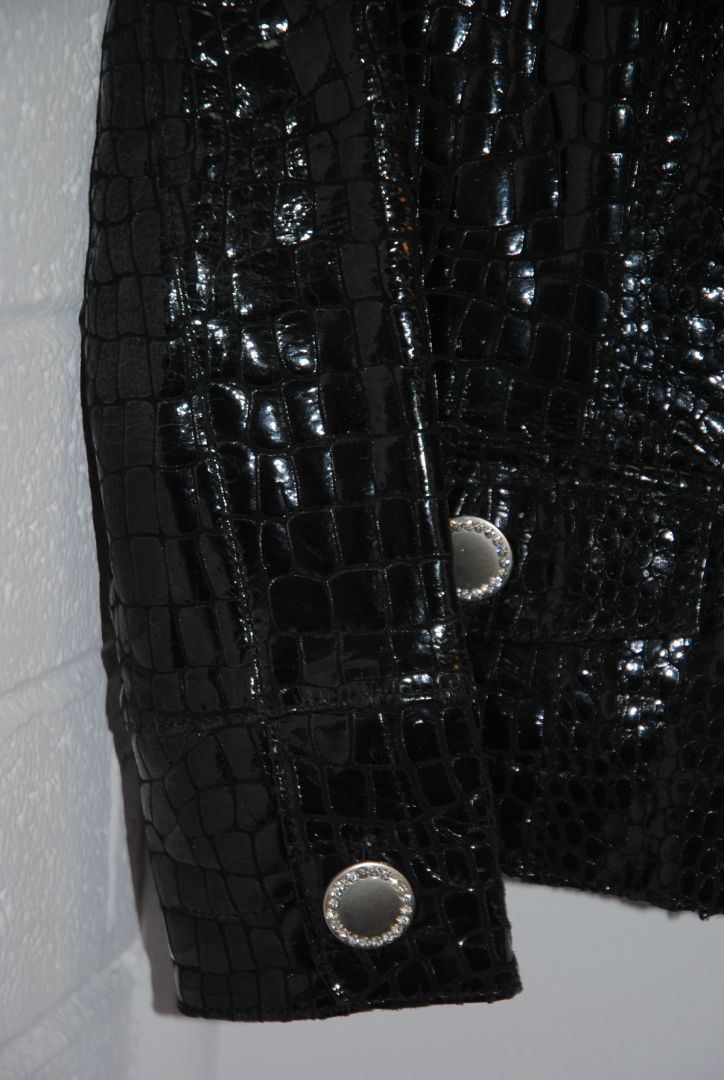Berek Black Croc Embossed Leather Jacket PP