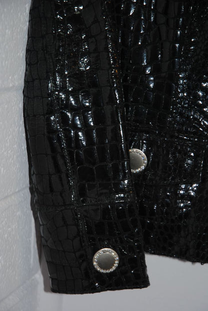 Berek Black Croc Embossed Leather Jacket PP
