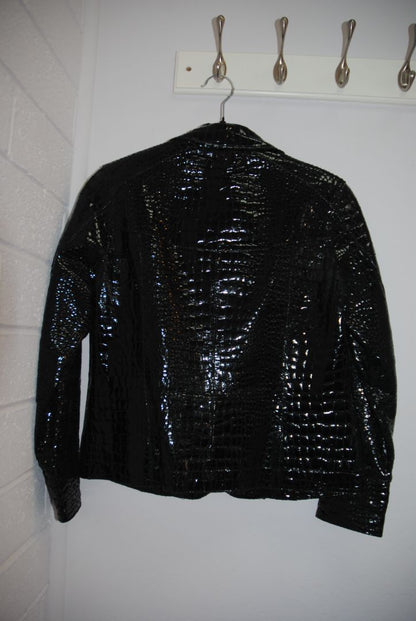 Berek Black Croc Embossed Leather Jacket PP