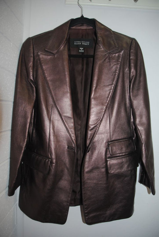 deep espresso brown Linda Allard Ellen Legacy leather jacket, P 6