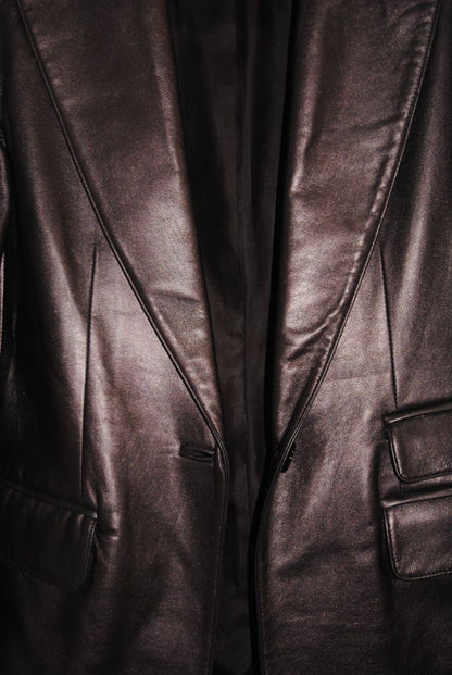 Ellen Tracy Espresso Brown Leather Blazer P6