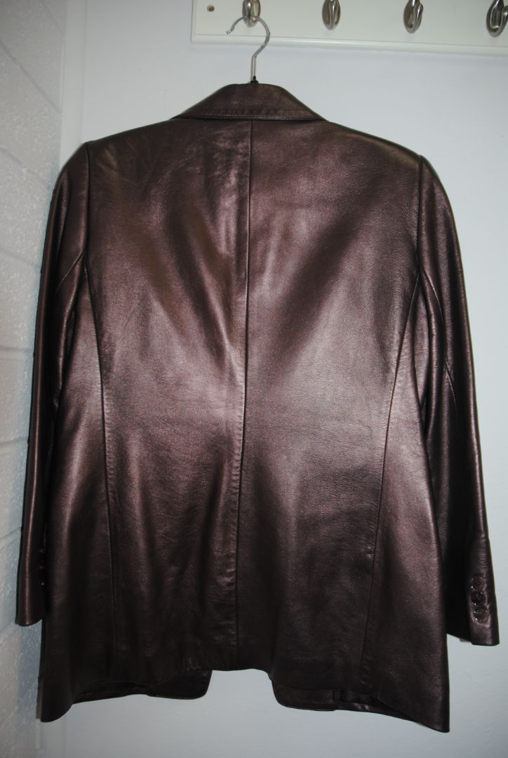 Ellen Tracy Espresso Brown Leather Blazer P6