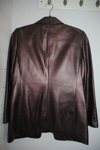 Ellen Tracy Espresso Brown Leather Blazer P6