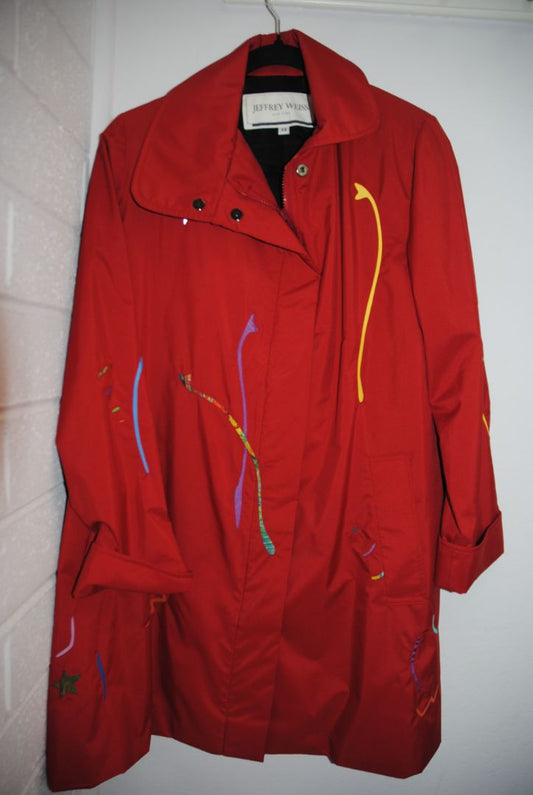 red Jeffrey Weiss coat, XS