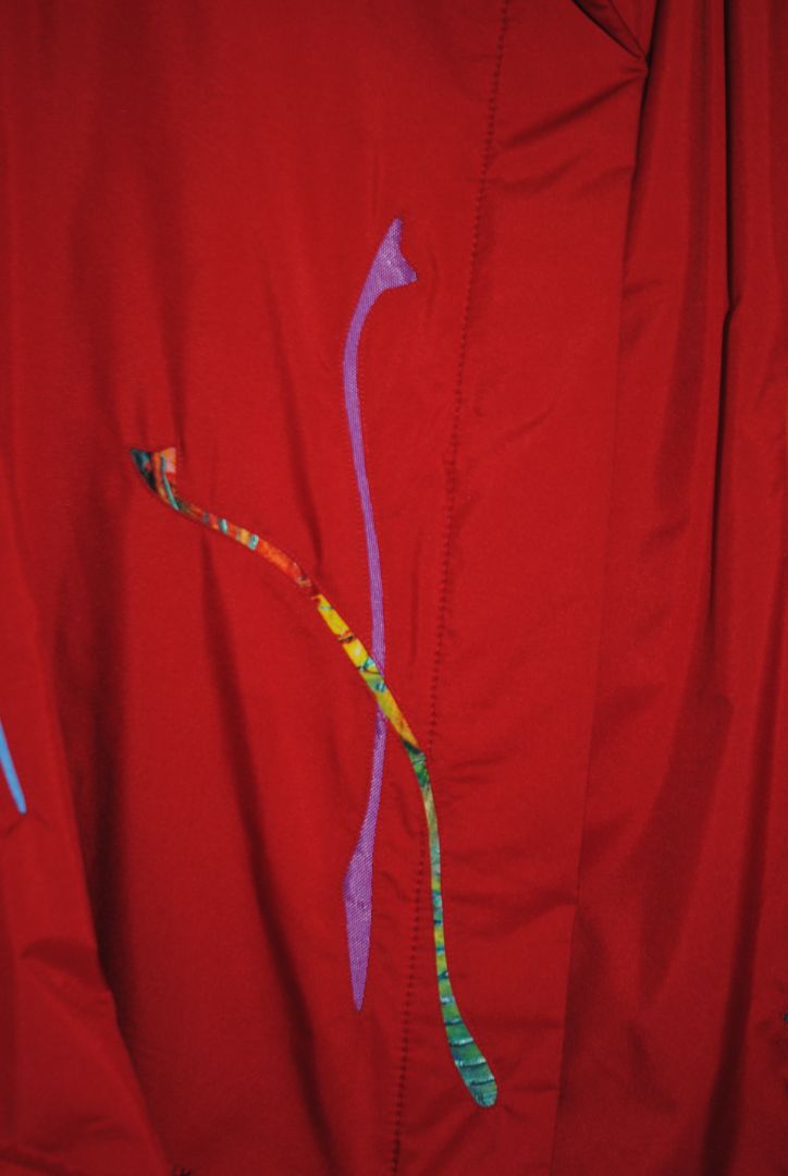 Jeffrey Weiss Red Abstract Print Coat XS