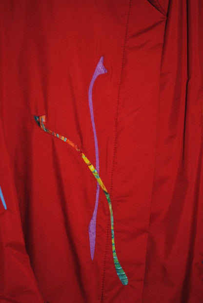 Jeffrey Weiss Red Abstract Print Coat XS