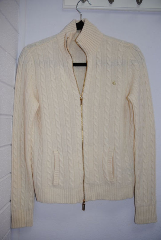 creme Ralph Lauren zip up sweater, S