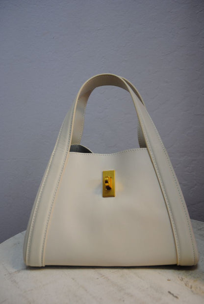 Ivory Mini Structured Tote Bag