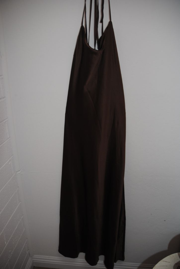 brown Hidden Brand silk halter dress, S,M, & L