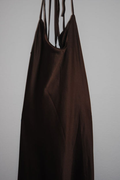 brown Hidden Brand silk halter dress, S,M, & L