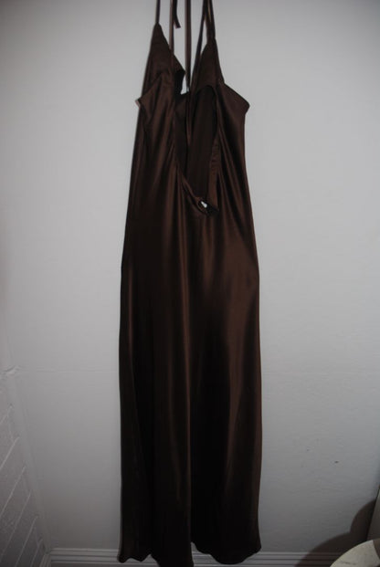 brown Hidden Brand silk halter dress, S,M, & L