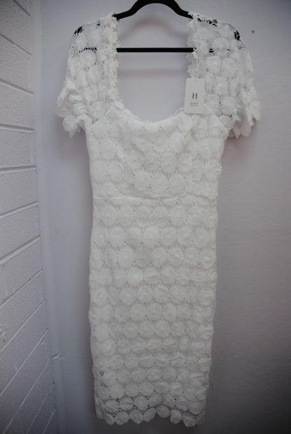 white Hidden Brand floral lace dress, S, M, & L