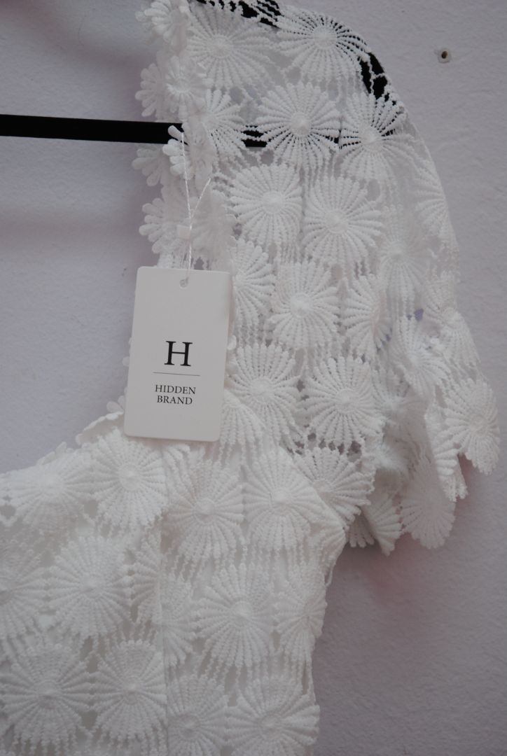 white Hidden Brand floral lace dress, S, M, & L