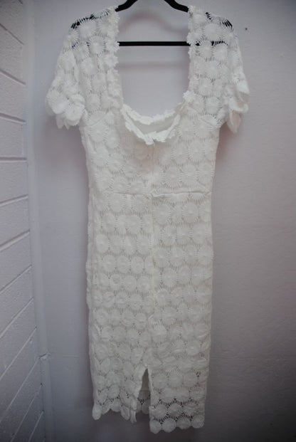 white Hidden Brand floral lace dress, S, M, & L