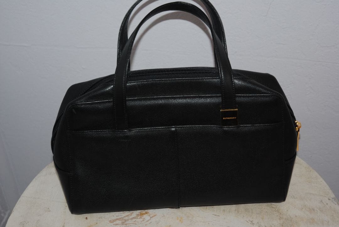 black Burberry boston satchel bag
