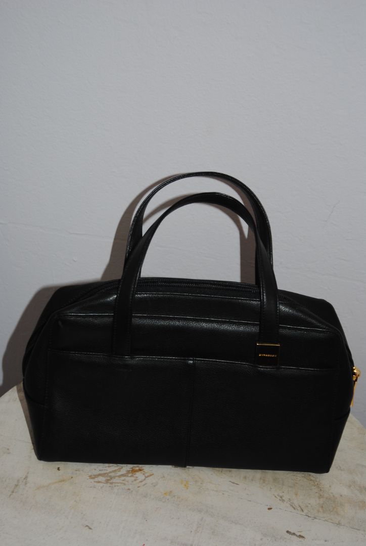 black Burberry boston satchel bag