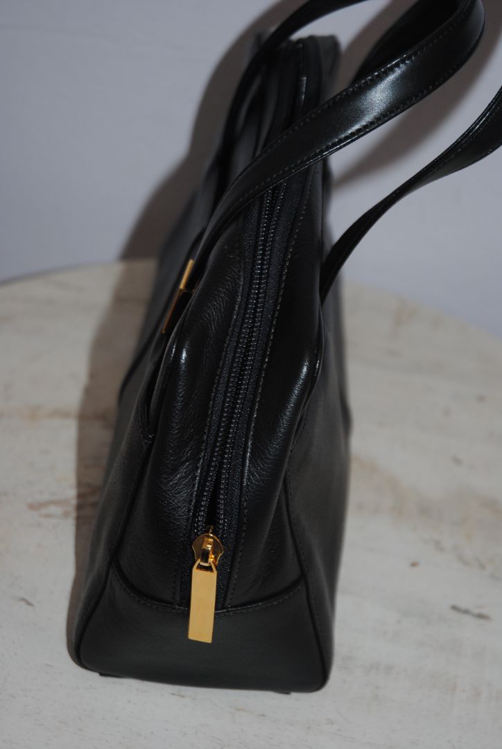 black Burberry boston satchel bag