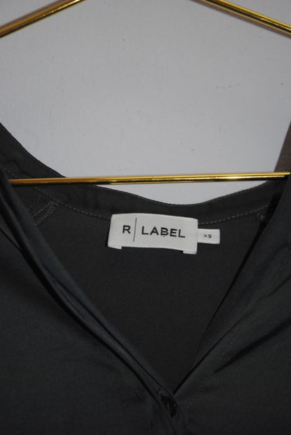 gray R Label satin hooded blouse, xs