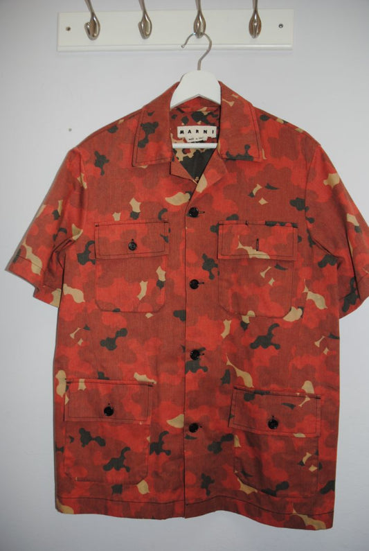 Marni short sleeve animal print button up