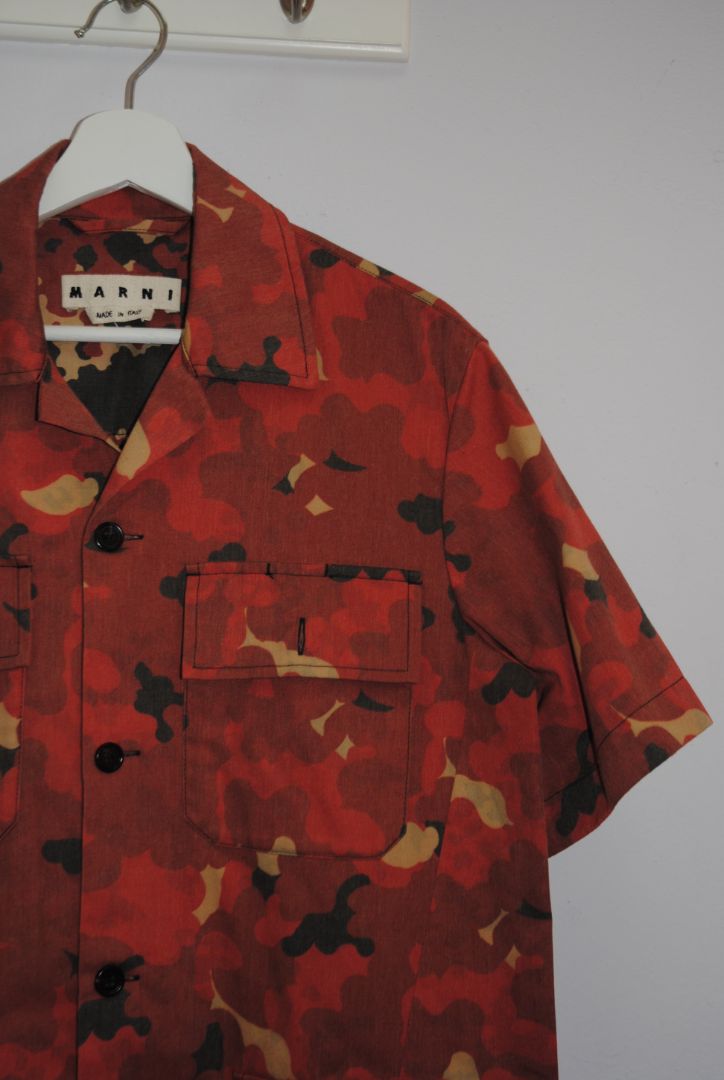 Marni short sleeve animal print button up