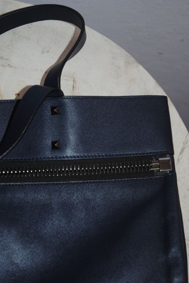 Valentino leather zip expandable tote
