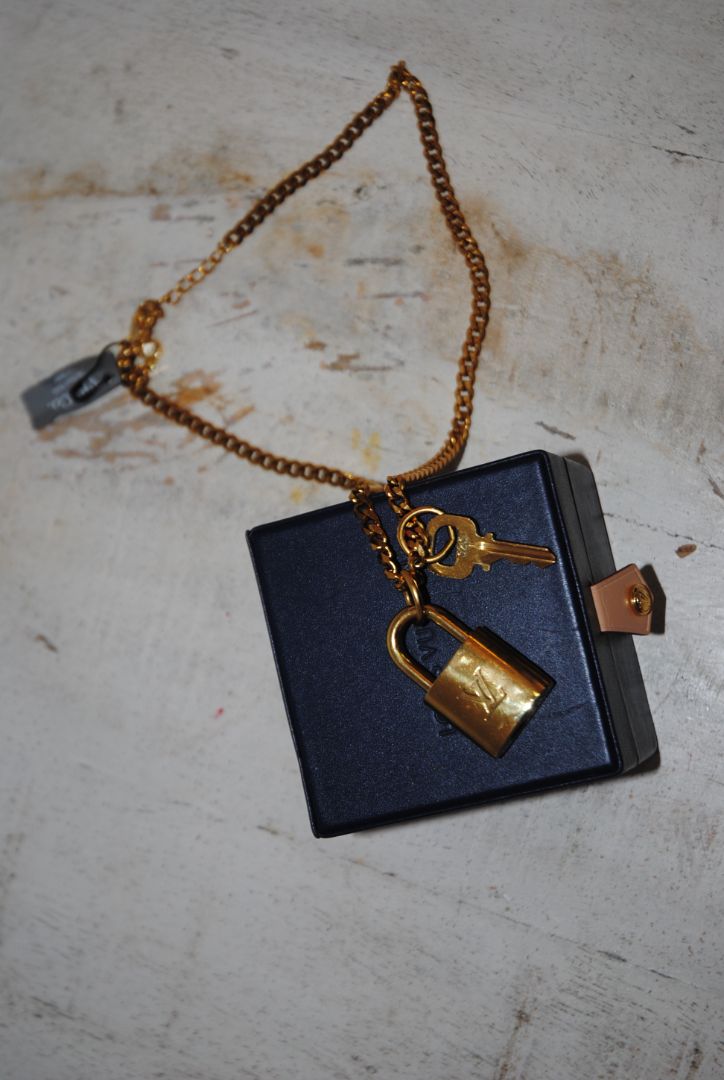 repurposed locket LV lock and key necklace