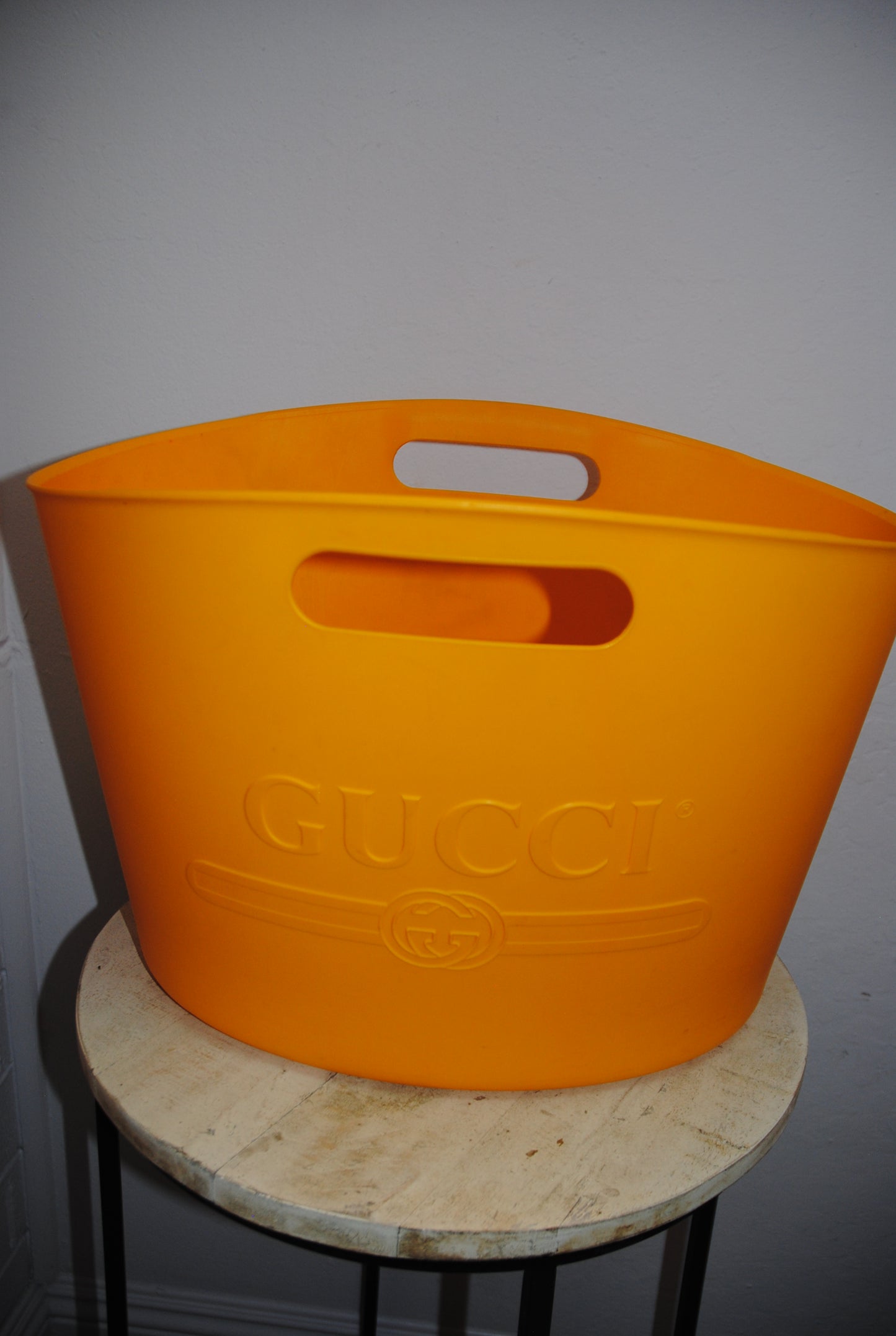 yellow Gucci storage bin