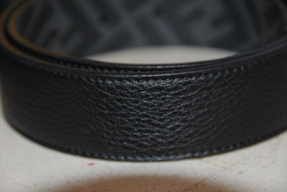 Fendi Embellished FF Buckle Black Leather Belt reversible
